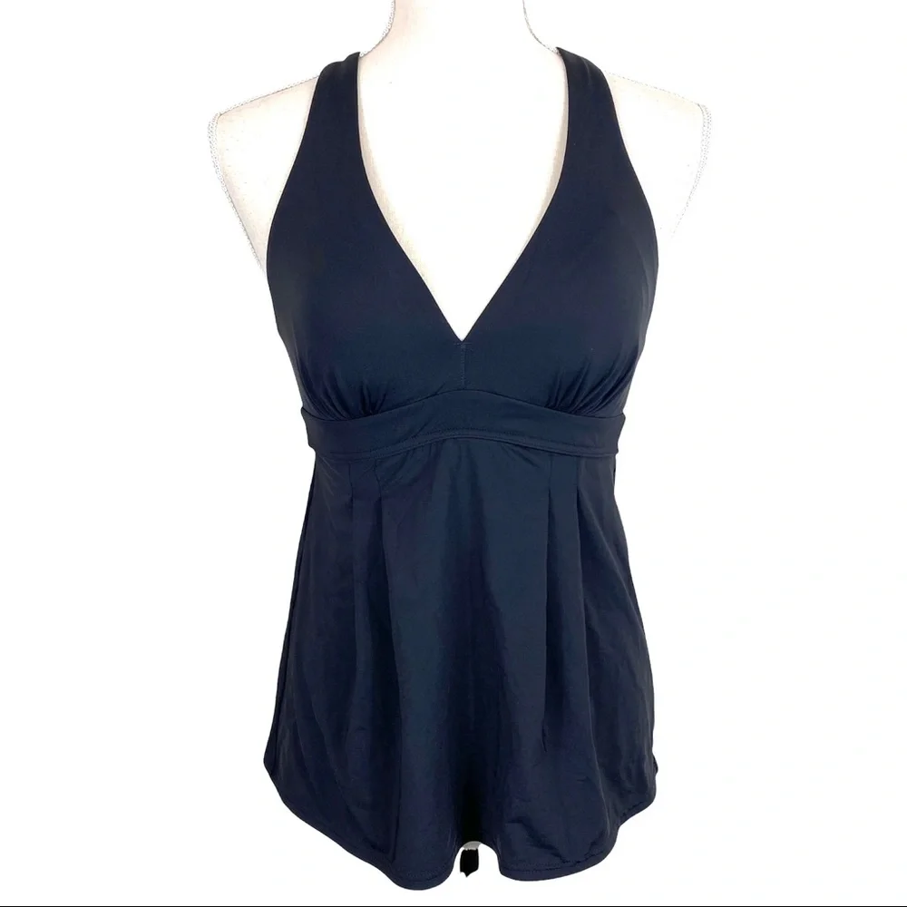 Lands End Classic Racerback Tankini Swim Top Size 2 Beach Vacation Cruise Resort